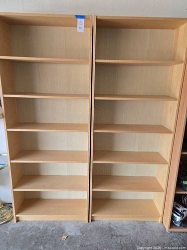 Lot of 2 Light Maple Wood Veneer Bookshelves 31 x 11 x 79 in (1 of 10)