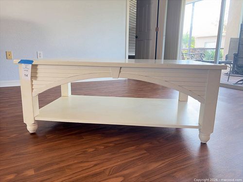 White Wood Farmhouse Coffee Table, 48 x 28 x 19 in (1 of 11)