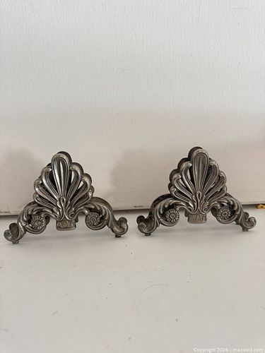 Antique Silver-Plated Baroque Curtain Tiebacks, Pair (1 of 3)