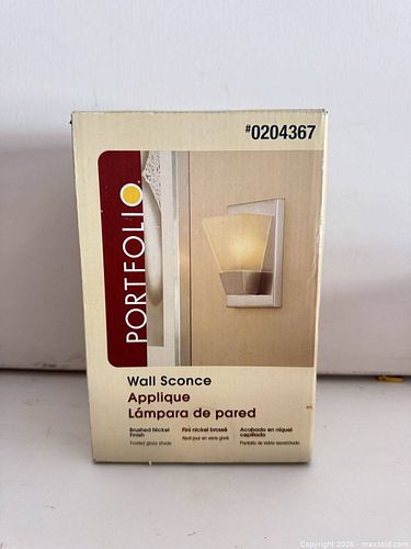 Portfolio Brushed Nickel Wall Sconce with Frosted Glass (1 of 3)