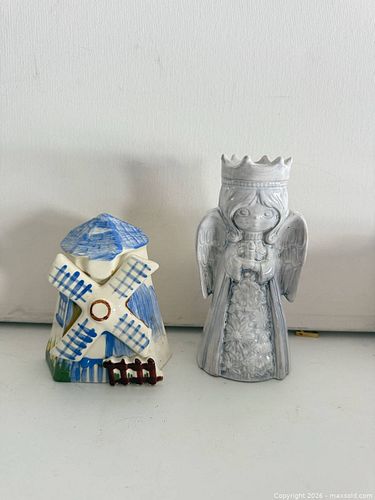 Set of 2 Vintage Ceramic Figurine & Windmill Vase (1 of 4)