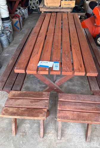 Wood Picnic Table with Separate Stools, 70" x 28" (1 of 7)