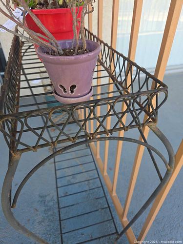 Metal Wrought Iron 2-Shelf Plant Stand with Two Potted Plants (1 of 8)