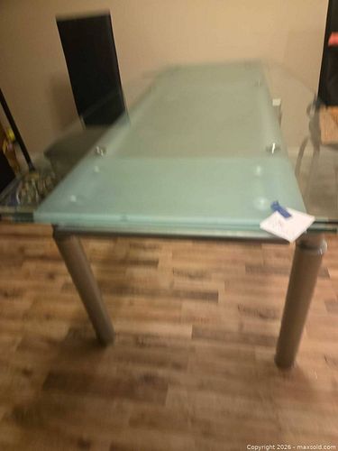 Modern Extendable Glass Top Dining Table with Metal Frame (1 of 13)