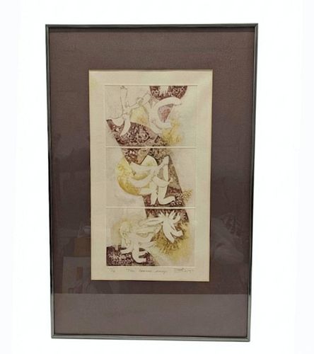 Coloured etching by listed Canadian Artist DUBI ARIE  limited edition  (1 of 7)