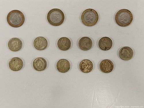 Group of British coins £2 and £1 total 15 coins (1 of 12)