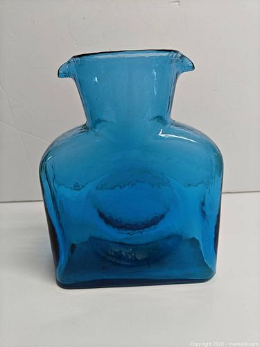 Vintage Blenko teal glass water bottle  (1 of 5)