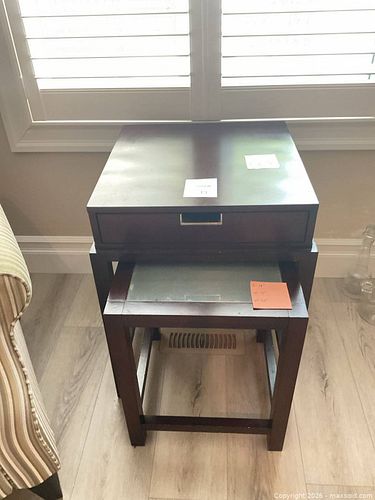 Nesting Side Tables with Drawer and Glass Inset Top (1 of 8)