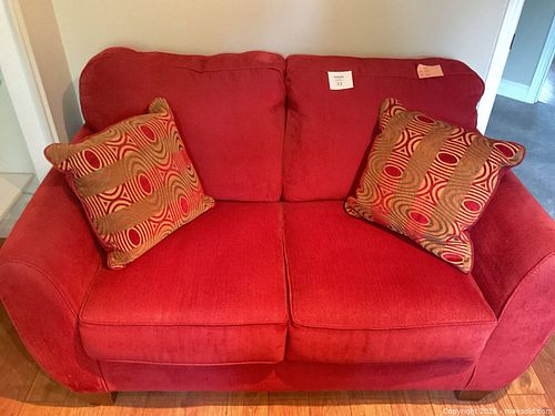 Red Fabric Contemporary 2-Seater Loveseat (1 of 9)