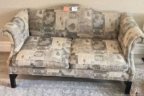 Traditional Beige & Gray Floral Pattern Loveseat (1 of 10)