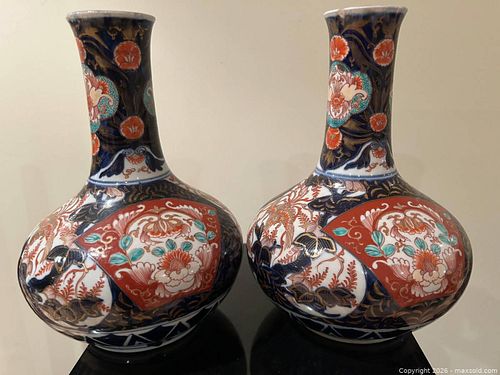 Pair of Antique Japanese Imari Porcelain Vases (1 of 4)