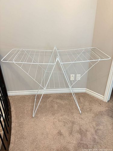 Two (2) White Coated Steel Foldable Portable Clothes Drying Rack (1 of 4)