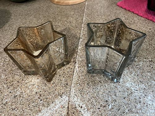 Pair of Star-Shaped Mercury Glass Tealight Holders, Amber & Smoked (1 of 3)