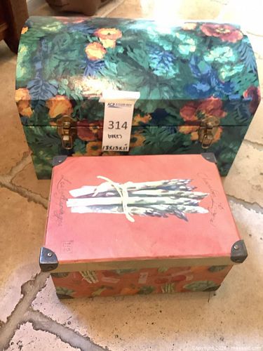 Set of Two Fabric-Covered Paperboard Storage Boxes, Hinged Lids (1 of 5)