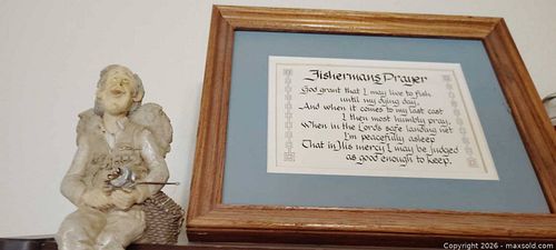 Framed Fisherman Print with Small Angel Figurine (1 of 5)