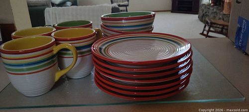 Multicolor Striped Ceramic Dinnerware Set (1 of 5)