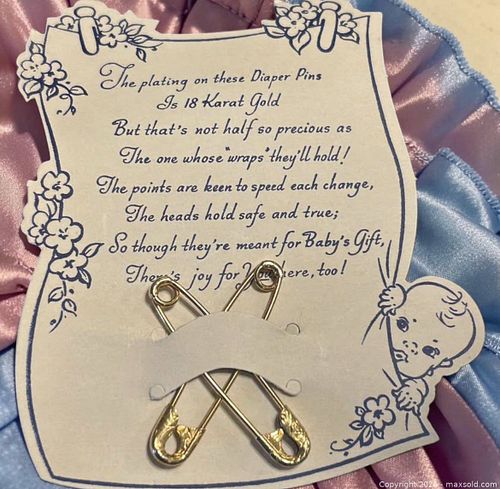 1940’s-50’s 18k Gold Plated Baby Safety Pins (1 of 3)