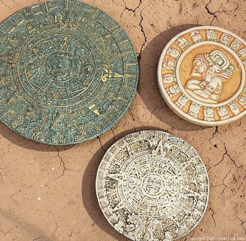 MCM 1960’s Mayan Crushed Malachite And Stone Zodiac Wall Hangings  (1 of 10)