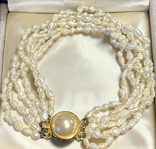 Vintage Multi Strand Freshwater Pearl Bracelet (1 of 5)