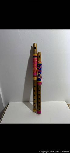 Pair of Andean Bamboo Quena Flutes, 16–20 in, 6 Holes (1 of 7)
