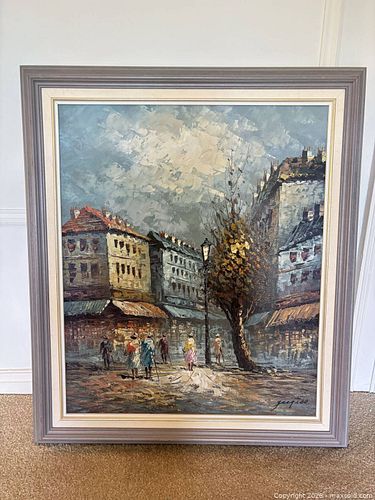 Vintage Impressionist Style Oil Painting Parisian Scene Signed Lot 1 (1 of 7)