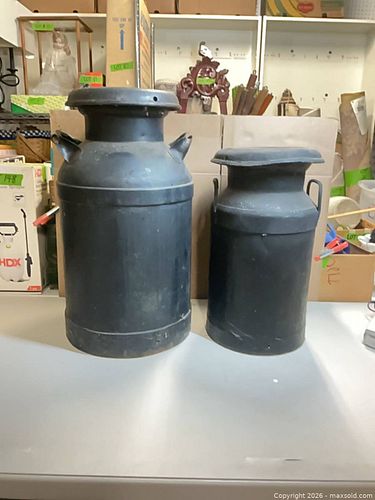 2 old metal milk cans- lot 1204 (1 of 3)