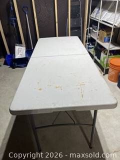 Metal shelving + folding table (1 of 7)