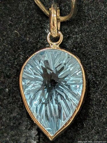 10K Gold Blue Topaz(4.1ct) Pendant  (1 of 3)