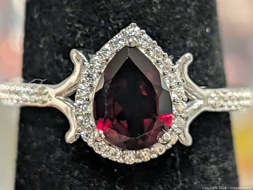 Silver(3.39g)Garnet&CZ Ring,8 (1 of 4)