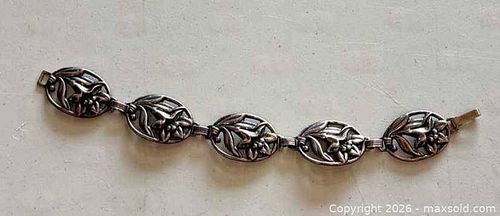 Danecraft Sterling Silver Floral Art Nouveau Bracelet (1 of 13)