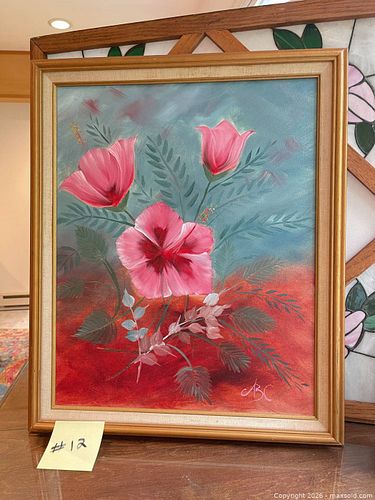 Original Floral on Canvas Framed Painting (1 of 4)