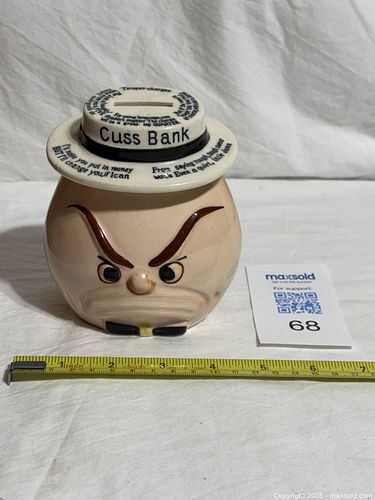 Vintage Ceramic 1950's CUSS BANK MCM Coin Collector Fines For Swearing  (1 of 7)