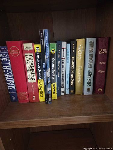 Lot of Hardcover Books: Reference, Fiction, Religion, Trading (1 of 3)