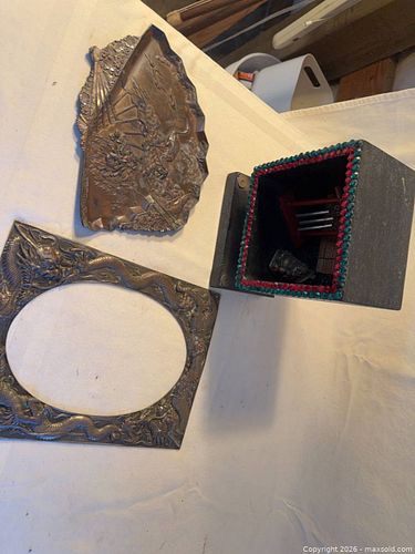 Vintage Asian Decorative Box with Brass Buddha & Embossed Metal Plaque (1 of 7)