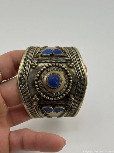 Asian lapis cuff bracelet  (1 of 3)