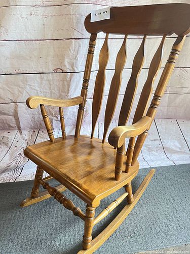 Solid Wood Windsor Spindle Back Rocking Chair, Honey Oak (1 of 10)