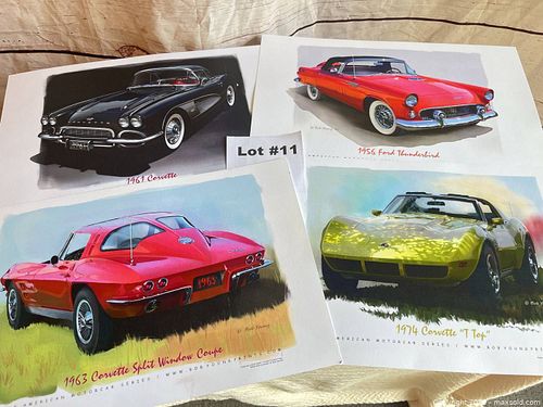 Vintage Corvette Art Print Collection Bob Young Classic Cars - Set of 4 (~11x14) (1 of 7)