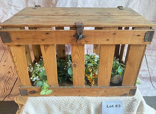 Wooden Crate with Metal Hinges and Latch — 24 x 12 x 16 in (1 of 12)