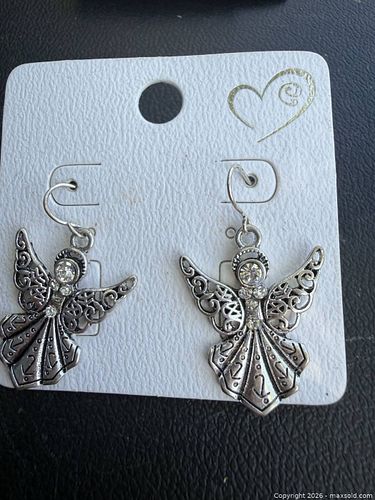 Casa Guero Silver-Tone Angel Earrings, Fishhook Closure (1 of 3)