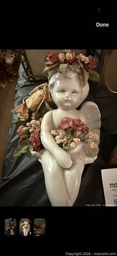 Porcelain Cherub Figurine with Three Decorative Photo Frames (1 of 3)