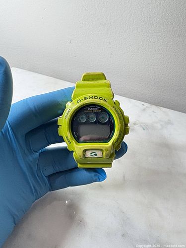 Casio G-Shock (DW-style) Resin Watch — Neon Green/Yellow (1 of 8)