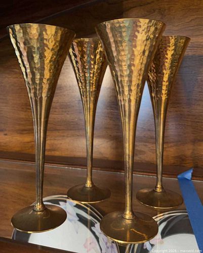 4 Brass Goblets/Flutes, Antique Gold Tone DR (1 of 6)