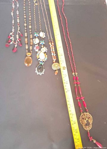 Multi-Color Beaded Statement Pendant Choker Necklace (1 of 17)