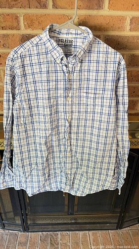 Old Navy Large White & Blue Plaid Long Sleeve Shirt (1 of 4)