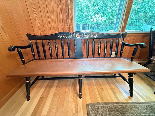 Solid Wood Temple-Stuart Two-Tone 3-Seat Spindle Back Bench (1 of 8)