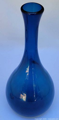 Italian ? Genie Bottle Blue Cobalt Glass Bottle-Neck Bud Vase, 10–15 in (1 of 3)