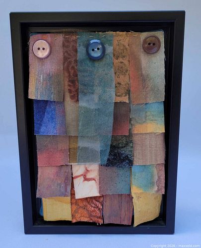Original Joanne Rogers Multicolor Abstract Fabric Textile Collage (1 of 3)