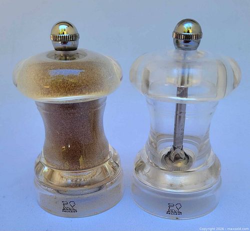 Peugeot Salt and Pepper Mill Set, Acrylic & Metal (France) (1 of 4)