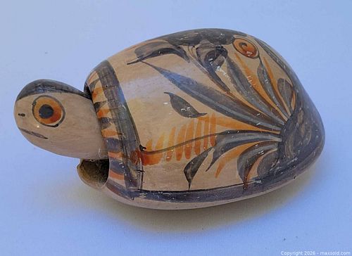Signed Tonala Earthenware Turtle Figurine Mexico - Nodder (1 of 4)