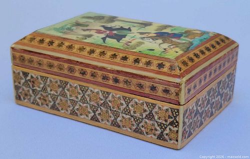 Vintage Hand-Painted Persian/Indian Lacquered Wooden Decorative Box (1 of 7)